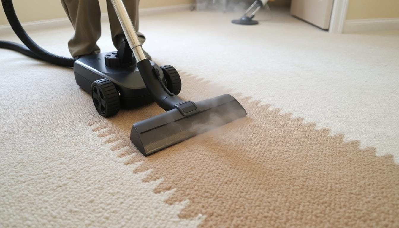 Professional carpet steam cleaning after flood water removal in Dandenong home